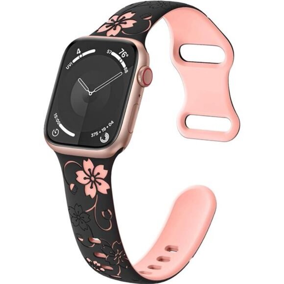 NEW Black/Pink Engraved Apple Watch Band - Picture 2 of 4